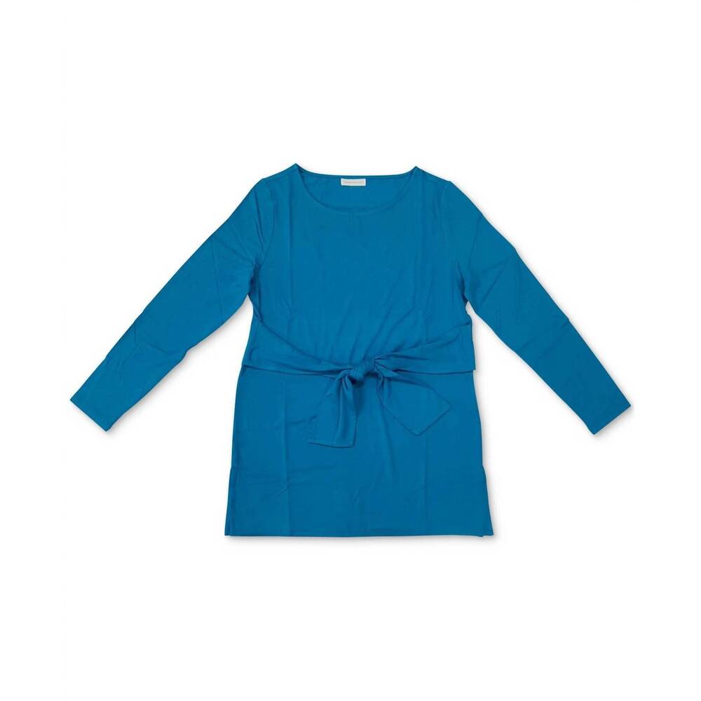 NEW CHARTER CLUB LUXURY women's long sleeve tie waist top in dreamy aqua